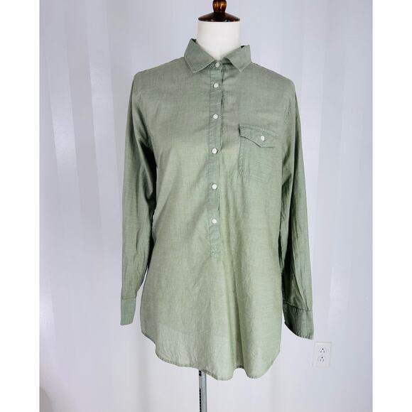 J.CREW Women’s Green Half Button Up Blouse Sz M - Picture 1 of 9